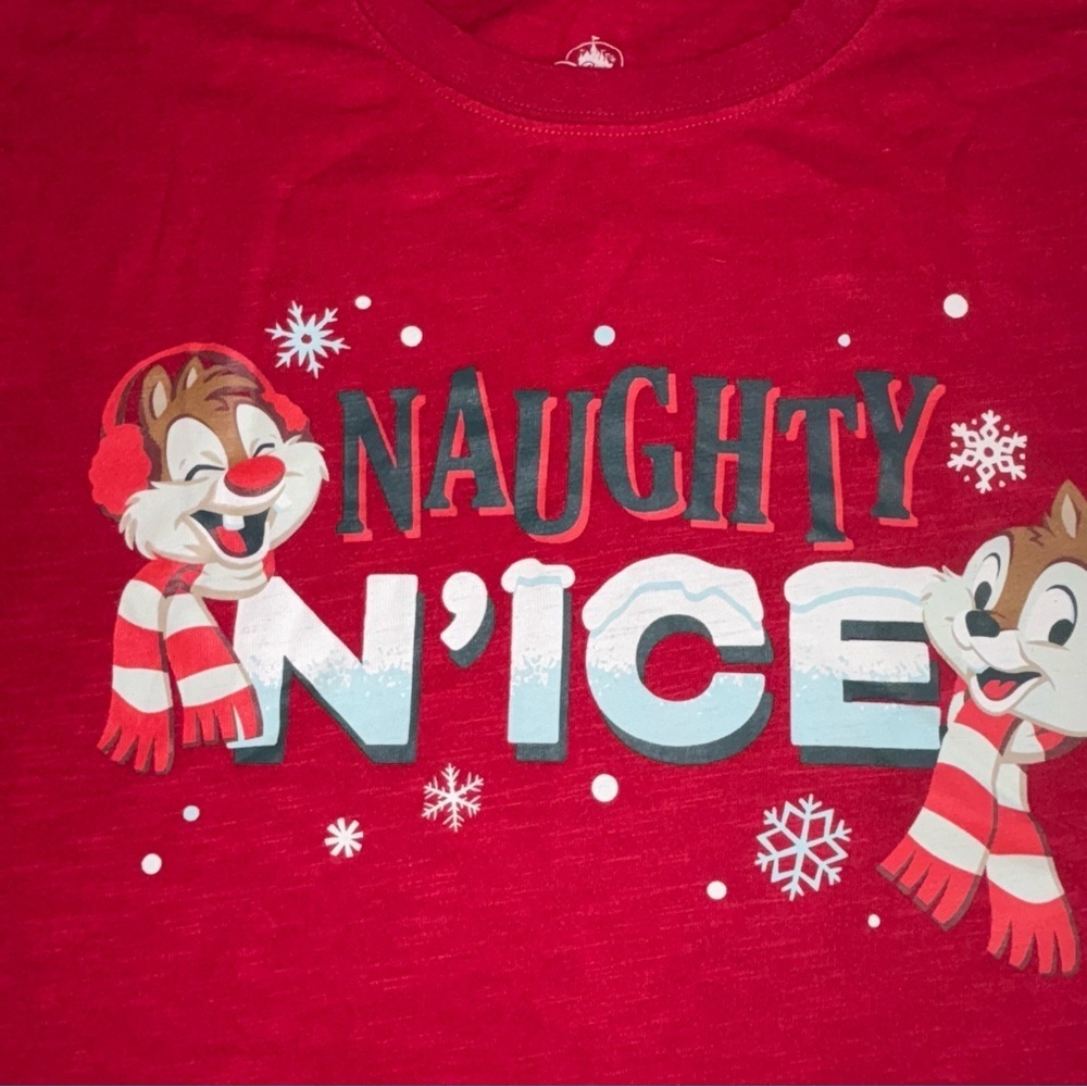 Disney chip and dale Red Shirt with Naughty or Nice - Picture 2 of 3